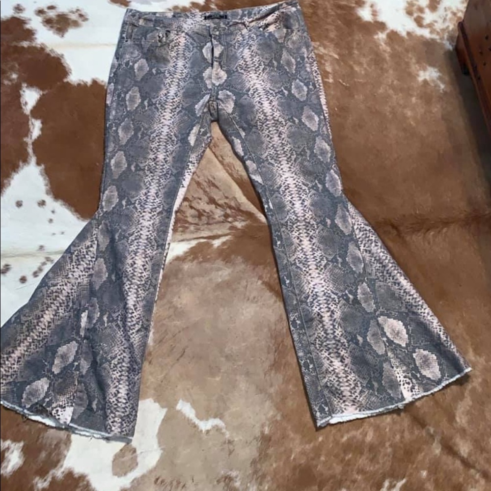 Snakeskin bell bottoms